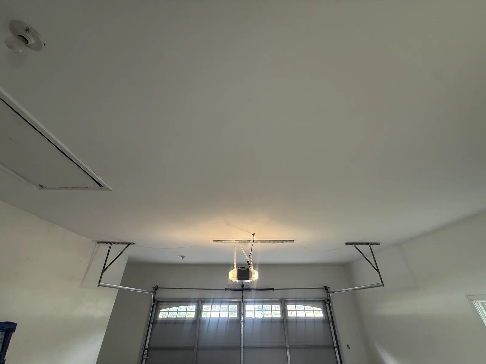 The finished ceiling, flat and clean edge to edge.