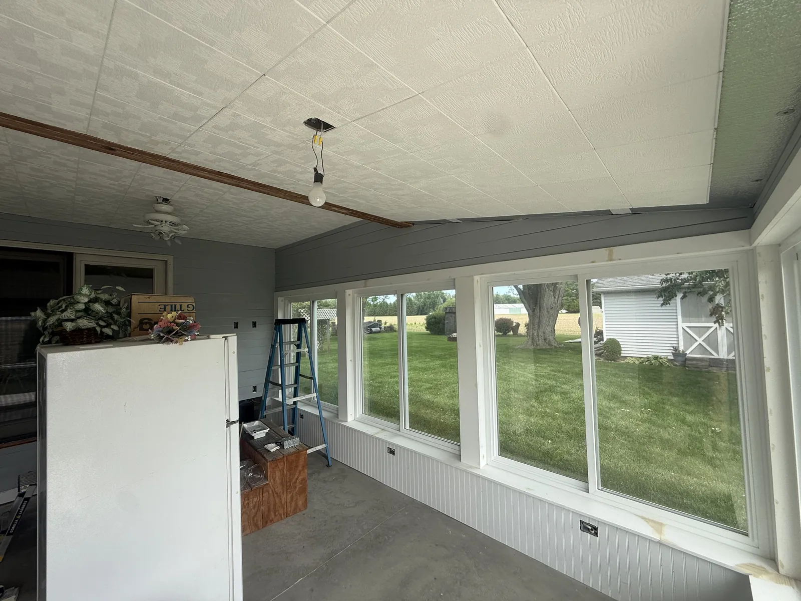 New painted shiplap walls going up.